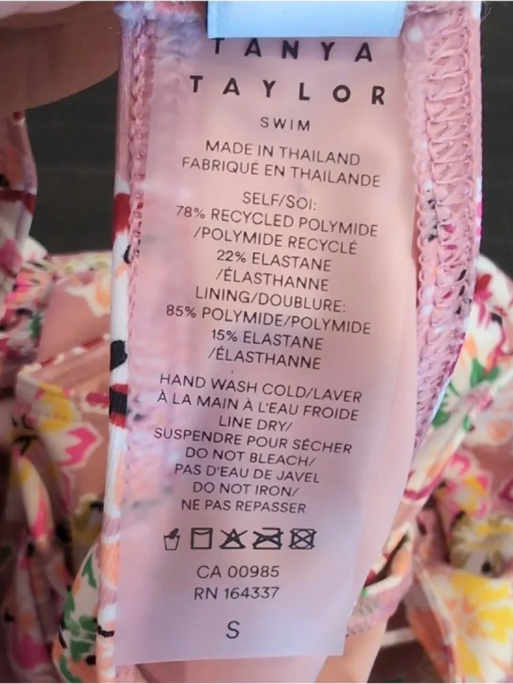 Tanya Taylor Coraline Pink Floral Knot One Piece Swimsuit Womens Size Small